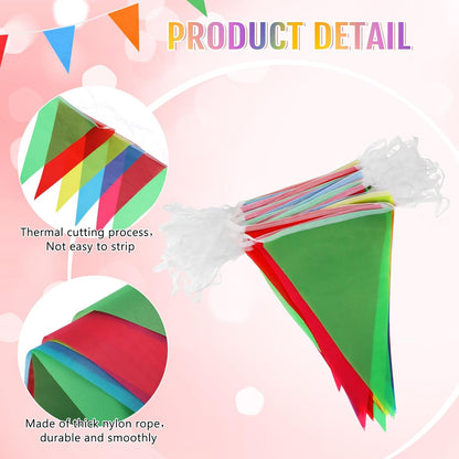 Tatuo 200 Feet Solid Pennant Banners Flags String Triangle Hanging DIY Bunting Flags Party Decorations for Grand Opening Party Banners for Kids Birthday, Shops (White)