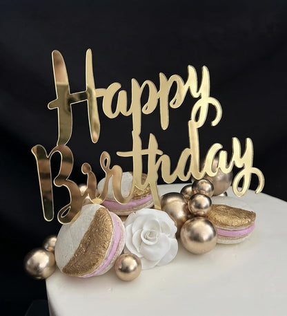 6 Pcs Black Happy Birthday Cake Toppers Set, Acrylic Cake Decoration for Birthday Party