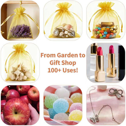 100pcs Organza Bags for Small Gift 4x6 Inch, Premium Mesh Bags Drawstring Candy Jewelry Packaging Sachet Bags, Easter Day Wedding Party Favors Small Gift Bag Durable & Scent-Free for Small Business