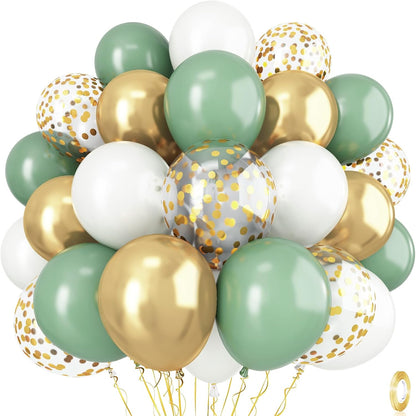 Sage Green and Dusty Pink Balloons, Retro Pink Muted Green White Gold Baby in Bloom Balloons for Girls Women Floral Fairy Wildflower Camping Birthday Woodland Baby Shower Garden Tea Party Decorations
