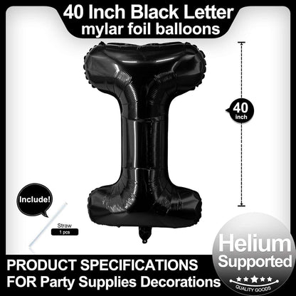 40 Inch Black Letter A Balloons, DIY Phrase Foil Alphabet Letter A Balloons DIY Word A Banner for Birthday Anniversary Celebration Graduation Party Supplies Decoration
