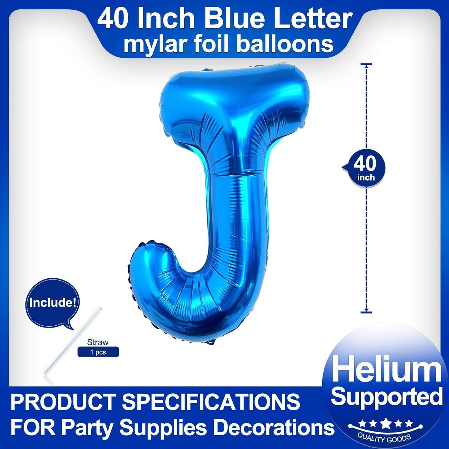 40 Inch Blue Letter A Balloons, DIY Phrase Foil Alphabet Letter A Balloons DIY Word A Banner for Birthday Anniversary Celebration Graduation Party Supplies Decoration