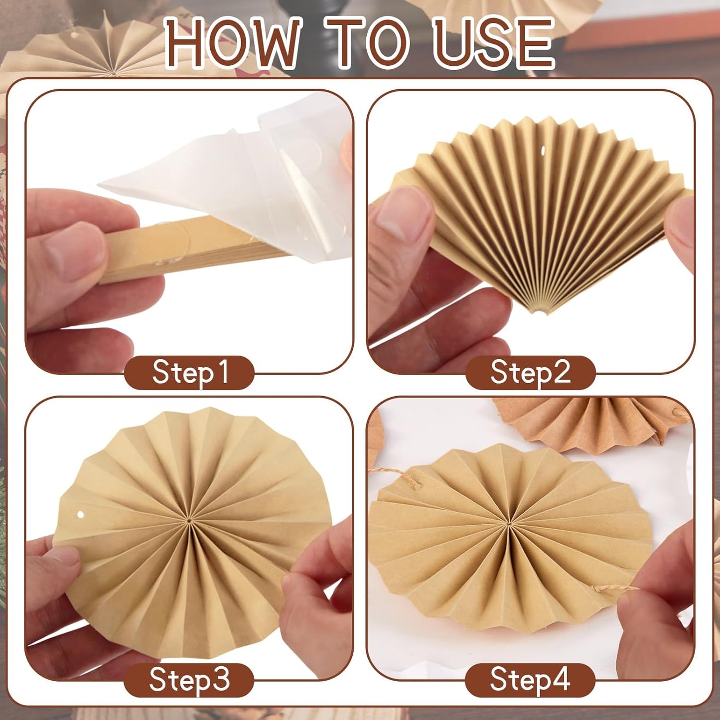 Easy Joy Paper Leaves Decorations for Wall Paper Fans Classroom Decoration Leaves Backdrop Decor Wall Decor,Set of 9
