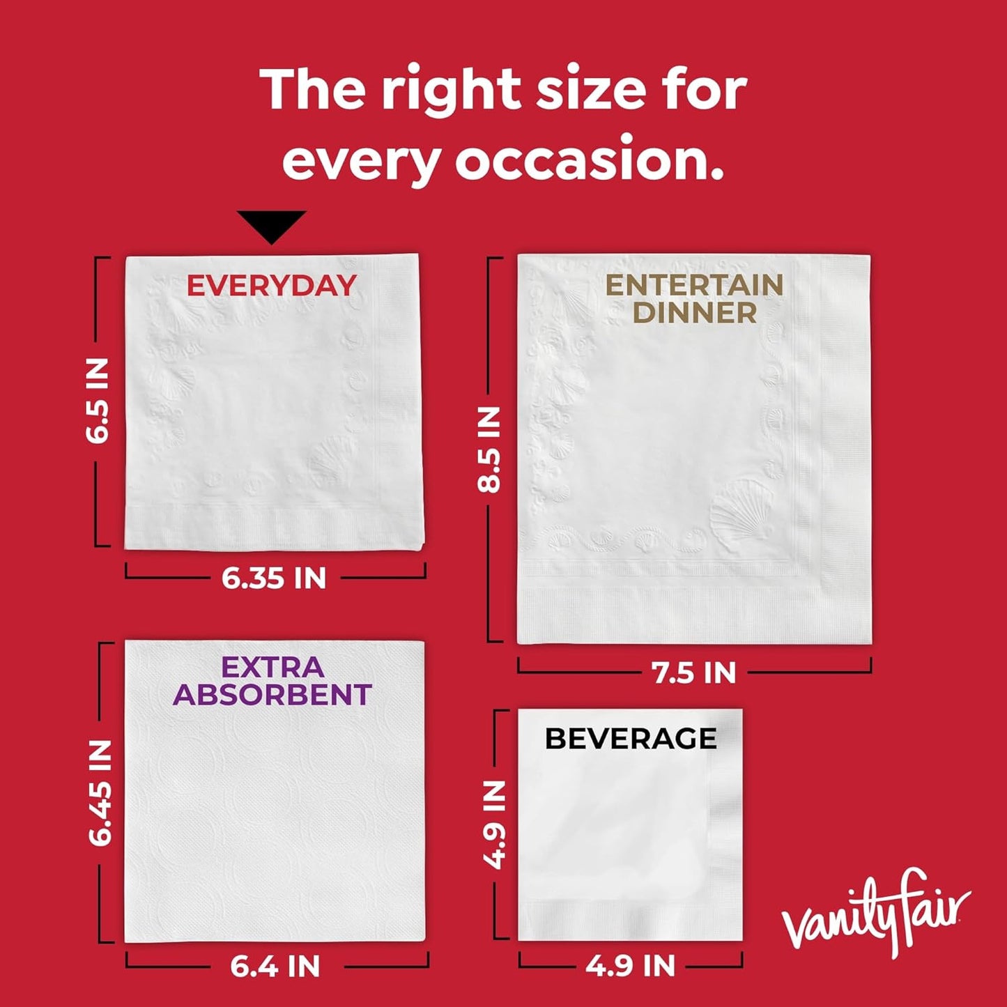 Vanity Fair Everyday Paper Napkins, 200 Count, Disposable Napkins Made Soft And Smooth For Everyday Meals