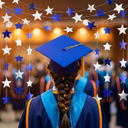 Spakon 65 Feet Glitter Star Paper Garland Banner Hanging Decoration Star Streamers Double Side 2026 Graduation Decorations for Wedding Birthday Festival New Year Party Decoration (Gold)