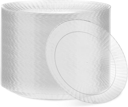 PLASTICPRO 30 Pack Crystal Like Clear Disposable Plastic Plates Dinner Dishes 6 ounce Bowls for Special Occasions Parties
