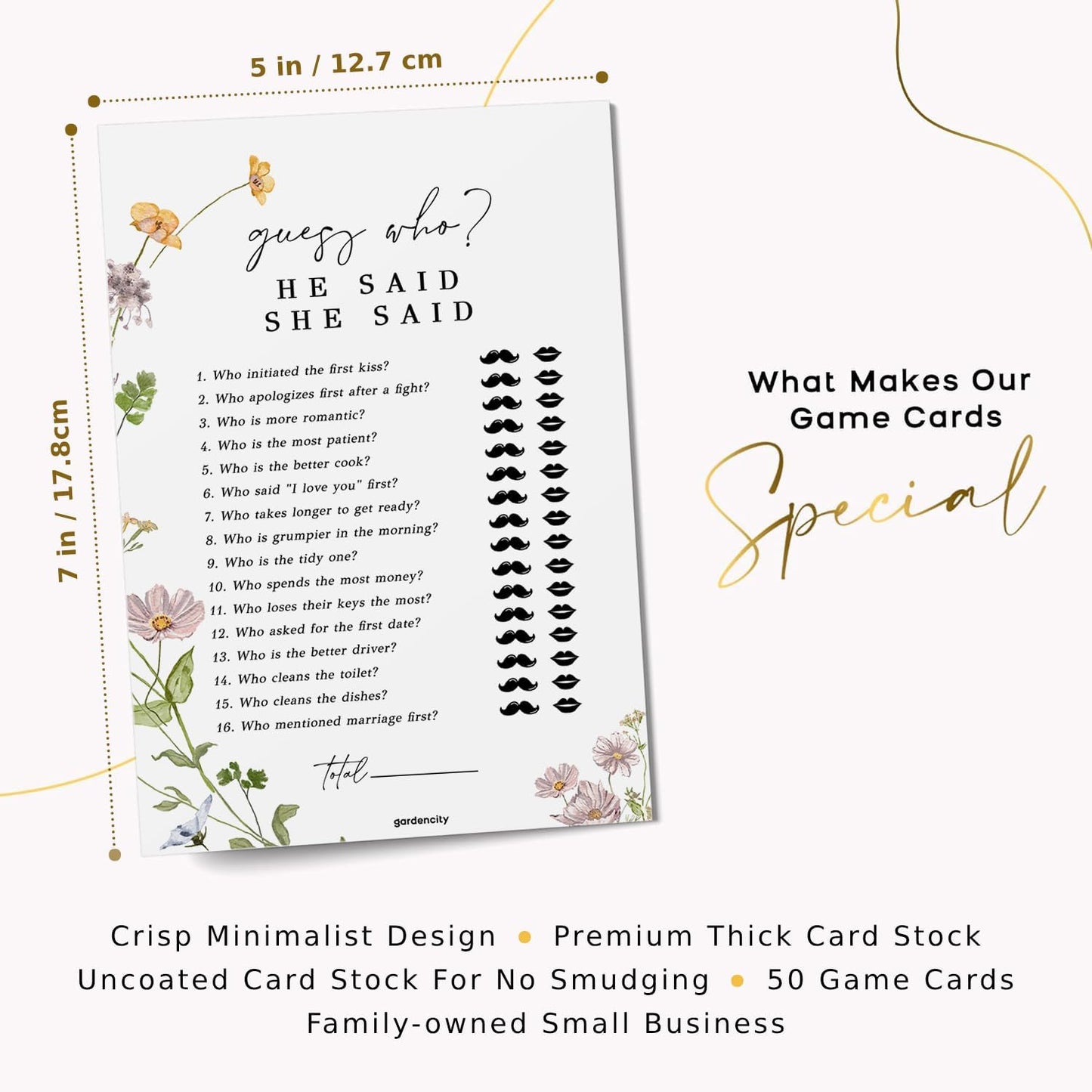 GardenCity Find The Guest Bingo Game Cards, Bridal Shower Games, Baby Shower Bingo, Wedding Game, 50 Cards - Wildflower