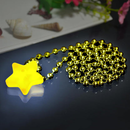 6 Pack Clear LED Glow Star Necklace Bulk Beaded Necklaces for Halloween Christmas Decorations Mardi Gras Party Favors