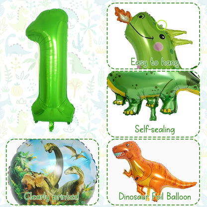 Dinosaur 5th Birthday Decorations, Dinosaur Birthday Party Decorations with Giant Inflatable Dinosaur Balloons 40 Inch Helium Foil Mylar Number 5 Balloons for Dinosaur Theme Birthday Party Decorations
