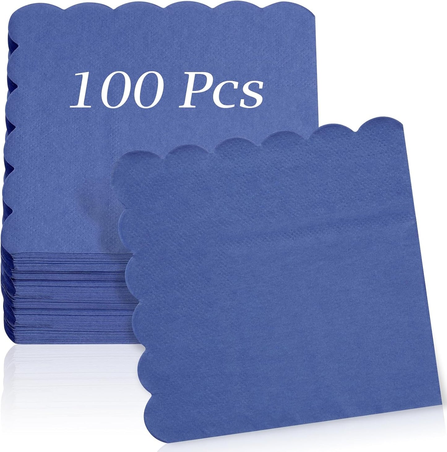 100 Pcs Cocktail Napkins, 2-Ply 5 x 5 Inches Disposable Scalloped Napkins, Thick Premium Dessert Napkins for Party, Wedding, Dinner, Birthday, Anniversary, Festival (Sage Green)