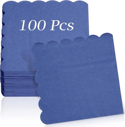 100 Pcs Cocktail Napkins, 2-Ply 5 x 5 Inches Disposable Scalloped Napkins, Thick Premium Dessert Napkins for Party, Wedding, Dinner, Birthday, Anniversary, Festival (Sage Green)