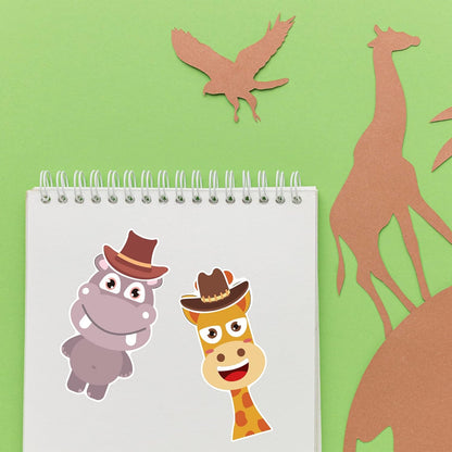 24 Sheets 8.27''×5.9'' Make Your Own Stickers for Kids Toddlers, Make a Face Stickers Mix and Match with Unicorns Dinosaur Horse and Sea Animals for Kids Party Favors Activities