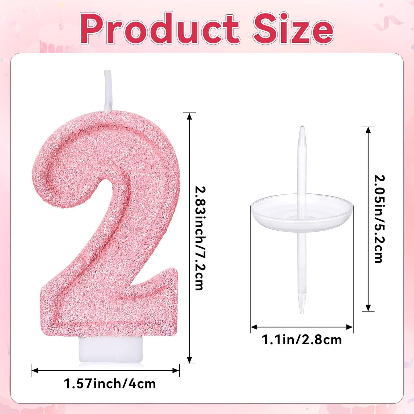 Cute Number 3 Birthday Candle, Glitter Pink Number Candles, Birthday Cake Topper Decoration, Party Supplies Anniversary Celebrations