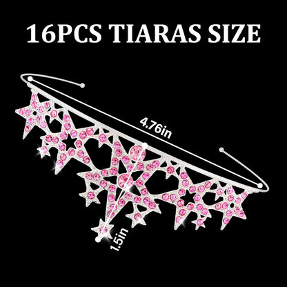 16 Pcs Tiaras Crowns Headbands for Women Girls Silver Princess Tiara Bulk Crown Tiaras Rapunzel Crown for Wedding Birthday Crystal Tiara for Prom, Bride, Pageant, Halloween