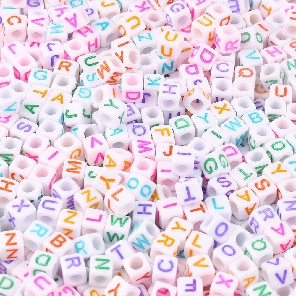 1000Pcs Glow Letter Beads Acrylic Alphabet Bead Glow in The Dark, 4x7 mm Round Beads for Friendship Bracelets and DIY Crafts