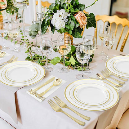 BESTVIP 60PCS Gold Plastic Silverware, Disposable Utensils, Heavy Duty Cutlery Set of 30 Forks, 15 Spoons, 15 Knives for Party, Christmas, Wedding, Catering and Daily Use