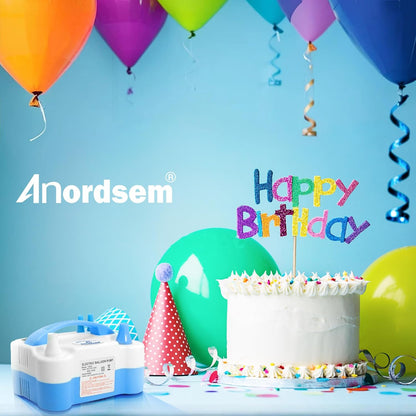 Anordsem Electric Balloon Air Pump: Polypropylene Plastic Case with Dual Nozzle - Quick Inflating for All Balloons at Home - Blower Machine Knotter/Ribbon for Parents Party DIY Decoration
