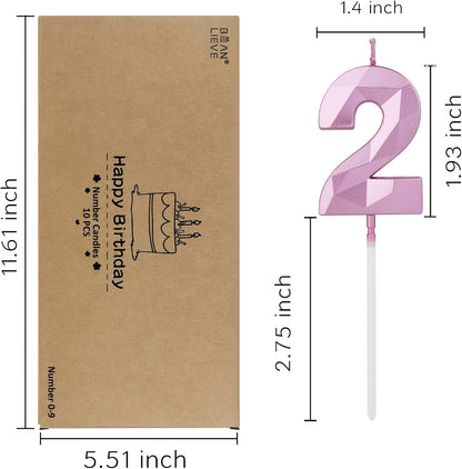 BEAN LIEVE Number Candles 0-9 Set - 10-Pack Diamond-Cut Birthday Candles, Cake Candles - Bulk Cake Decor for 1st-98th Birthdays, Photos, Parties - Kids Women Family Celebrations (Champagne Gold)