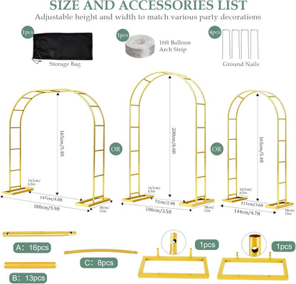 WellSign Wedding Arch Backdrop Stand 7.2FT, 6FT Set of 2, Gold Metal Balloon Arch kit Stand for Gender Reveal Ceremony Engagement Anniversary Bridal Valentine Party Event Decoration