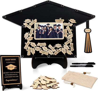 2026 Graduation Guest Book Alternative, Black Happy Graduation Party Decorations, Class of 2026 Congrats Graduates Signature Guestbook Gifts for College High School Students Friends Men Women
