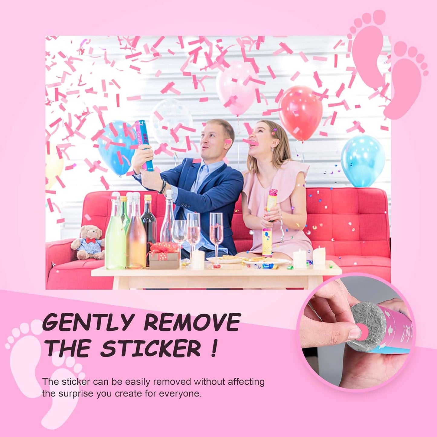 POPUPARTY Gender Reveal Confetti Cannon | No Powder Confetti Poppers | Ideal for Baby boy Gender Reveal Decoration (6 blue)