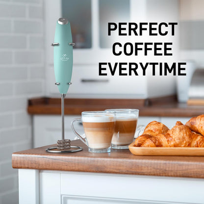 Zulay Kitchen Powerful Milk Frother Wand With Duracell Batteries - Ultra Fast Handheld Drink Mixer - Electric Whisk Foam Maker for Coffee, Lattes, Cappuccino & Matcha - Z1 Motor - Black - Colors C