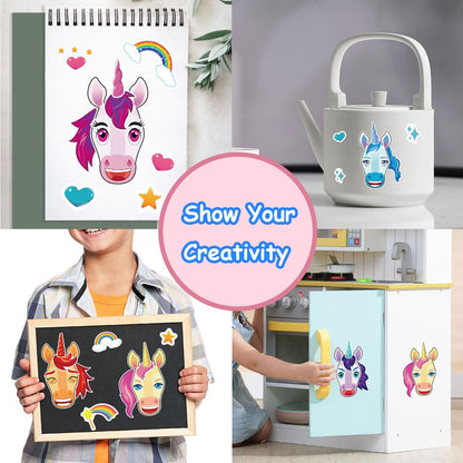 Aowplc 36 Pcs Make-A-Face Sticker Sheets Kids Party Favors Mix and Match Stickers with Dinosaurs, Mermaids, Unicorns, Horses, Farm & Sea Animals for Parties, Birthdays, Classroom Activities & Crafts
