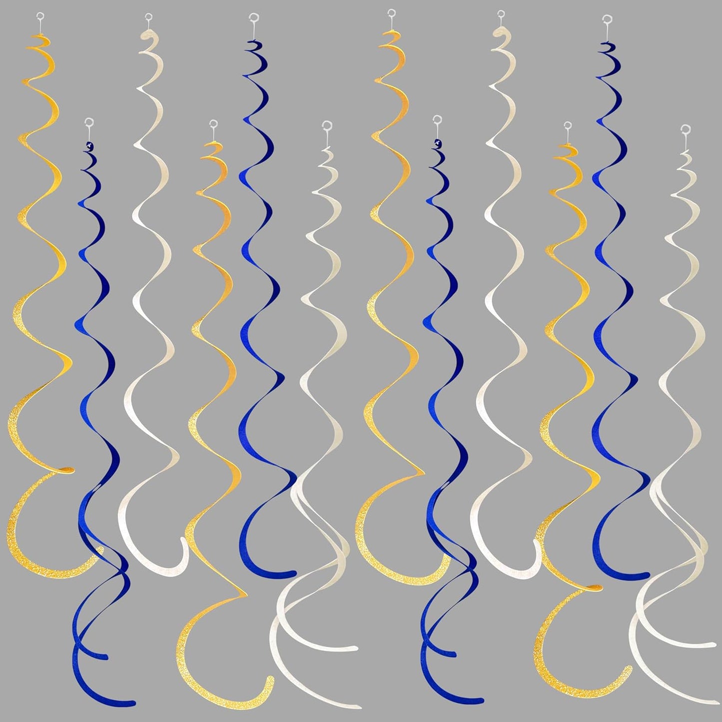 36 Pcs Blue Hanging Swirl Decorations Ombre Royal Blue White Felt Swirl Streamer Spiral Ceiling Garland for Birthday Wedding Baby Shower Graduation Under The Sea Nautical Ahoy Achor Party Supplies