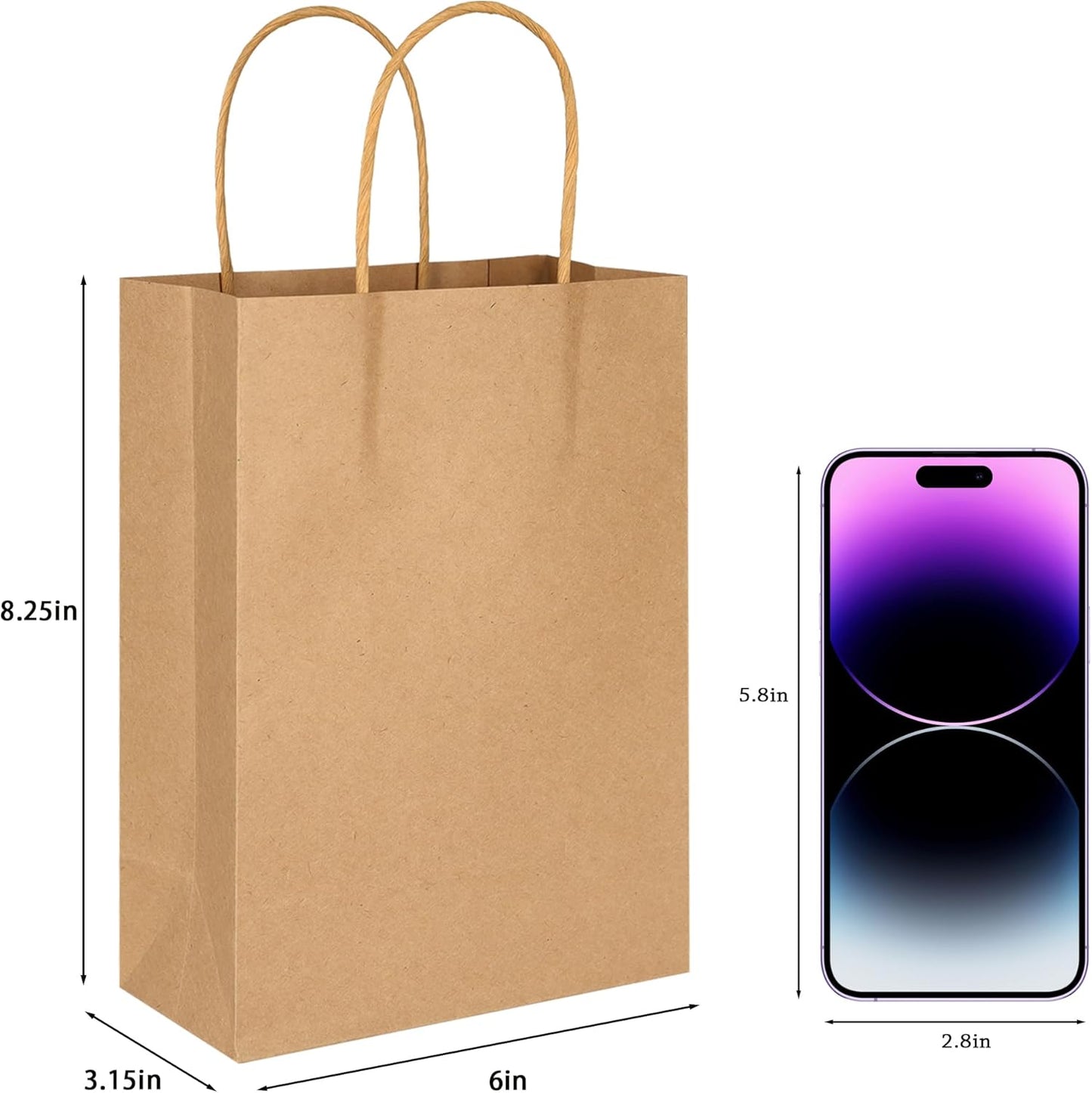 BLEWINDZ 32 Pieces Gift Bags with 32 Tissues, 8 Colors Party Favor Bags with Handles, Rainbow Gift Bag for Wedding, Birthday, Party Supplies and Gifts