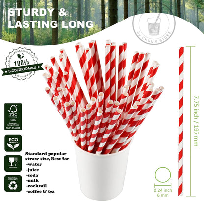 Black Paper Straws 1000 Count - 7.75" x 0.24", 100% Biodegradable & Compostable, Disposable Drinking Straws Bulk - Cocktail, Bars, Restaurants