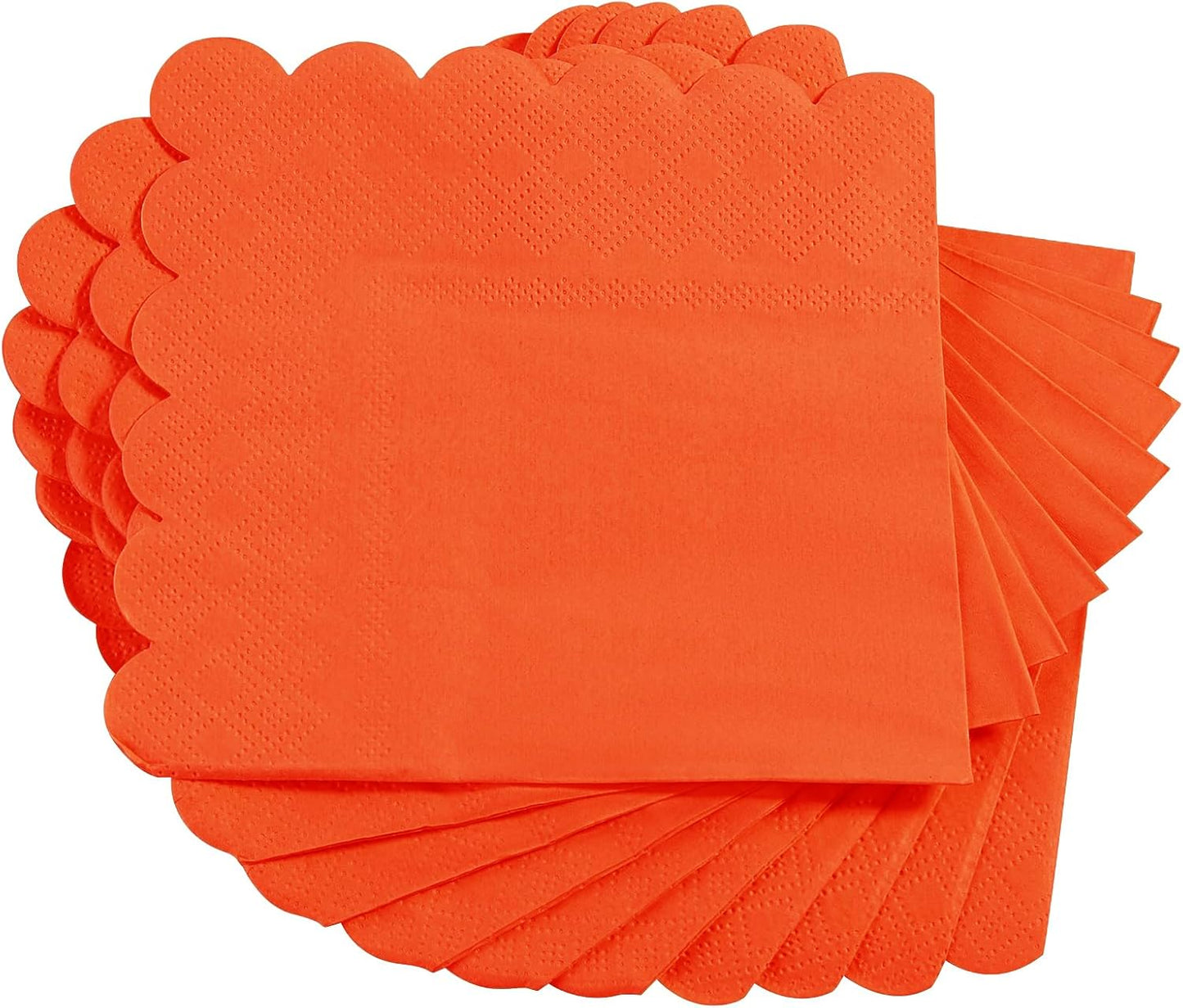 100 Pack Cocktail Napkin 2-Ply Scalloped Edged Dessert Napkins Folded 5 x 5 Inches Disposable Napkins for Dinner Wedding Birthday Party Bridal Anniversary Reception Event (Pink)