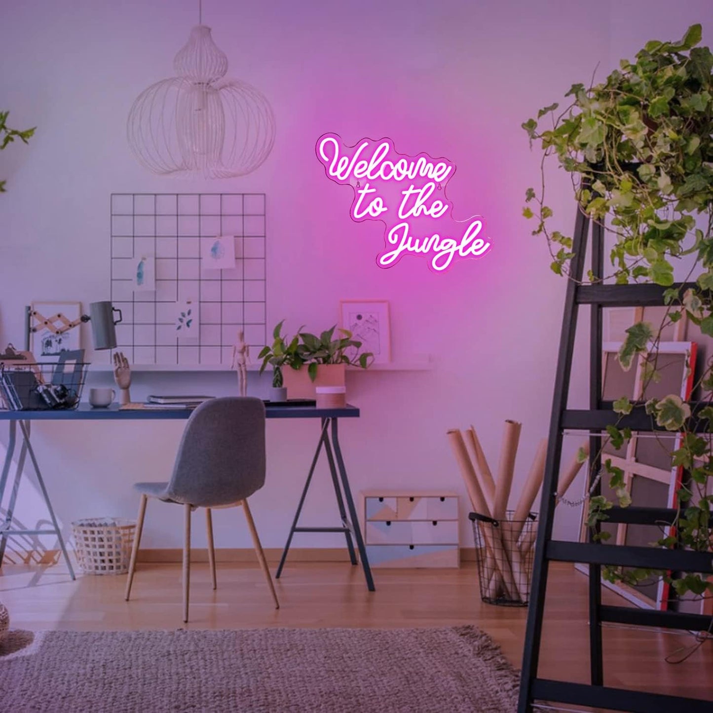 Welcome to the Jungle Neon Sign Jungle Decor Green Led Word Neon Light Signs for Wall Decor Usb Letter Light Up Sign for Garden Home Entryway Front Porch Party Gift