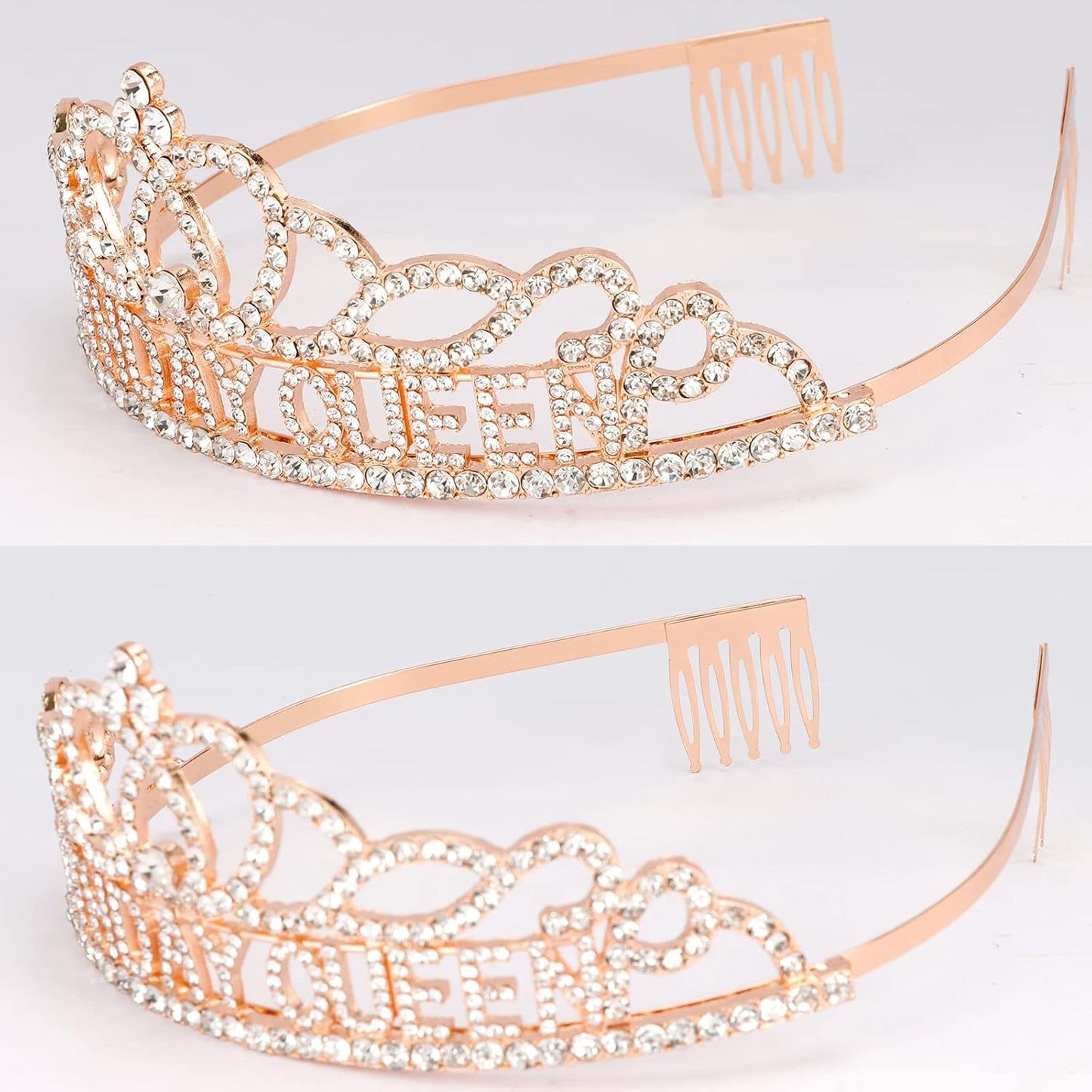 CAVETEE Gold Birthday Crowns and Sash - Queen Tiara for Party Decorations