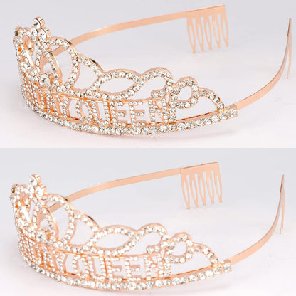CAVETEE Gold Birthday Crowns and Sash - Queen Tiara for Party Decorations