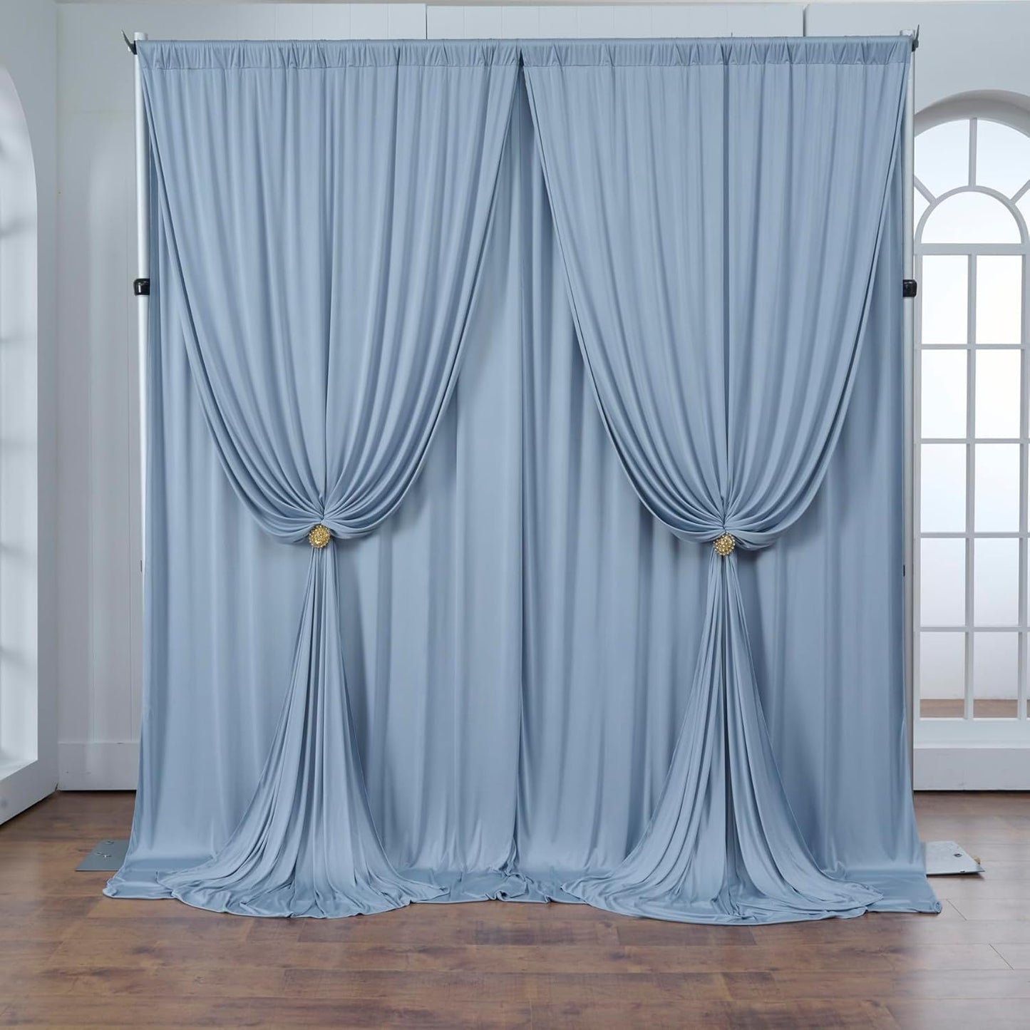 10 ft x 10 ft Wrinkle Free White Backdrop Curtains for Wedding Parties, Polyester Photography Backdrop Drapes for Birthday Parties Stage Backdrop Stand, 2 Panels 5x10FT Background Curtains