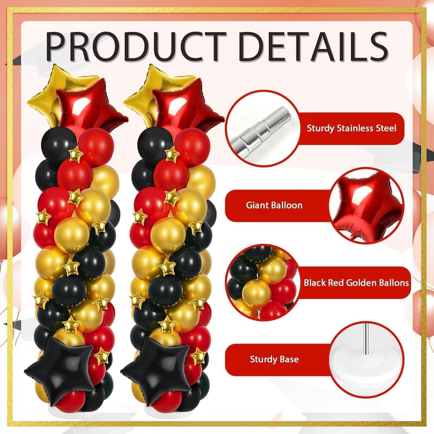 2 Sets Graduation Balloon Column Stand Kits with Balloons 2026 Grad Themed Decoration Navy Blue Balloon Tower Stand Kit for Grad High School & College Celebration Party Decor