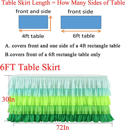 Pastel Rainbow Table Skirt Ruffle Party Tablecloth for Rectangle Table 6ft Birthday Party Baby Shower