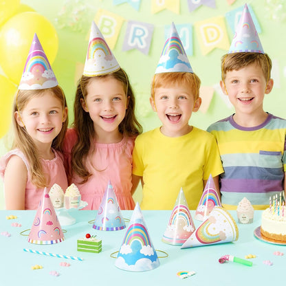 WERNNSAI Birthday Party Hats - 12 Pcs Birthday Party Supplies Cone Hat Headbands Colorful Paper Party Hats for Kids