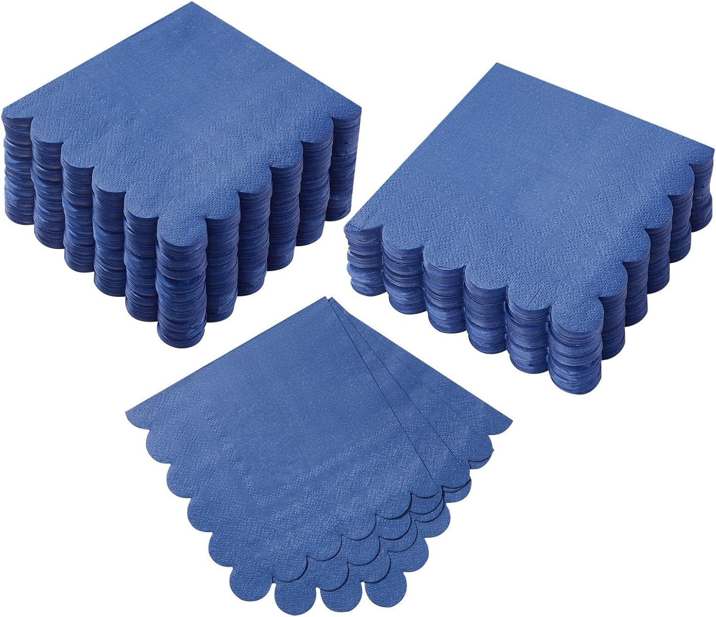 100 Pack Cocktail Napkin 2-Ply Scalloped Edged Dessert Napkins Folded 5 x 5 Inches Disposable Napkins for Dinner Wedding Birthday Party Bridal Anniversary Reception Event (Pink)