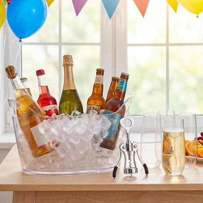 10 Pack 6.5l Ice Bucket for Party, Clear Plastic Champagne Cooler with Ice Scoop & Metal Bottle Opener, Large Portable Drink Beverage Tub for Beer & Mimosa Bar Supplies