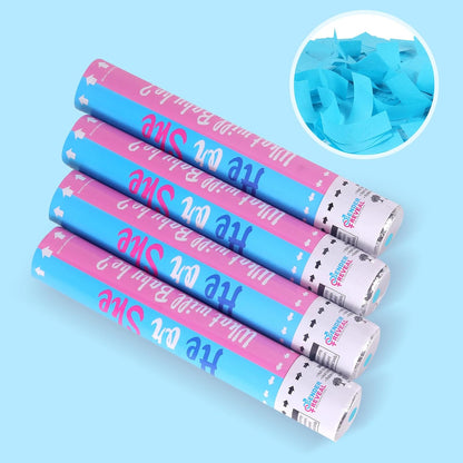 Gender Reveal Confetti Cannon - Set of 4 for Stunning Baby Gender Announcements, Perfect Gender Reveal Cannon for Parties and Celebrations (4 pink) (Non-Powder)