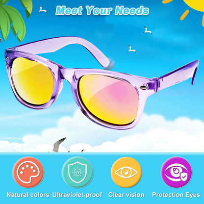 AILEHO Kids Sunglasses Bulk Party Favors - 24 Packs Boys Girls Sunglasses for Kids Age 3-8 with UV 400 Protection, Neon Sunglasses for Kids Party