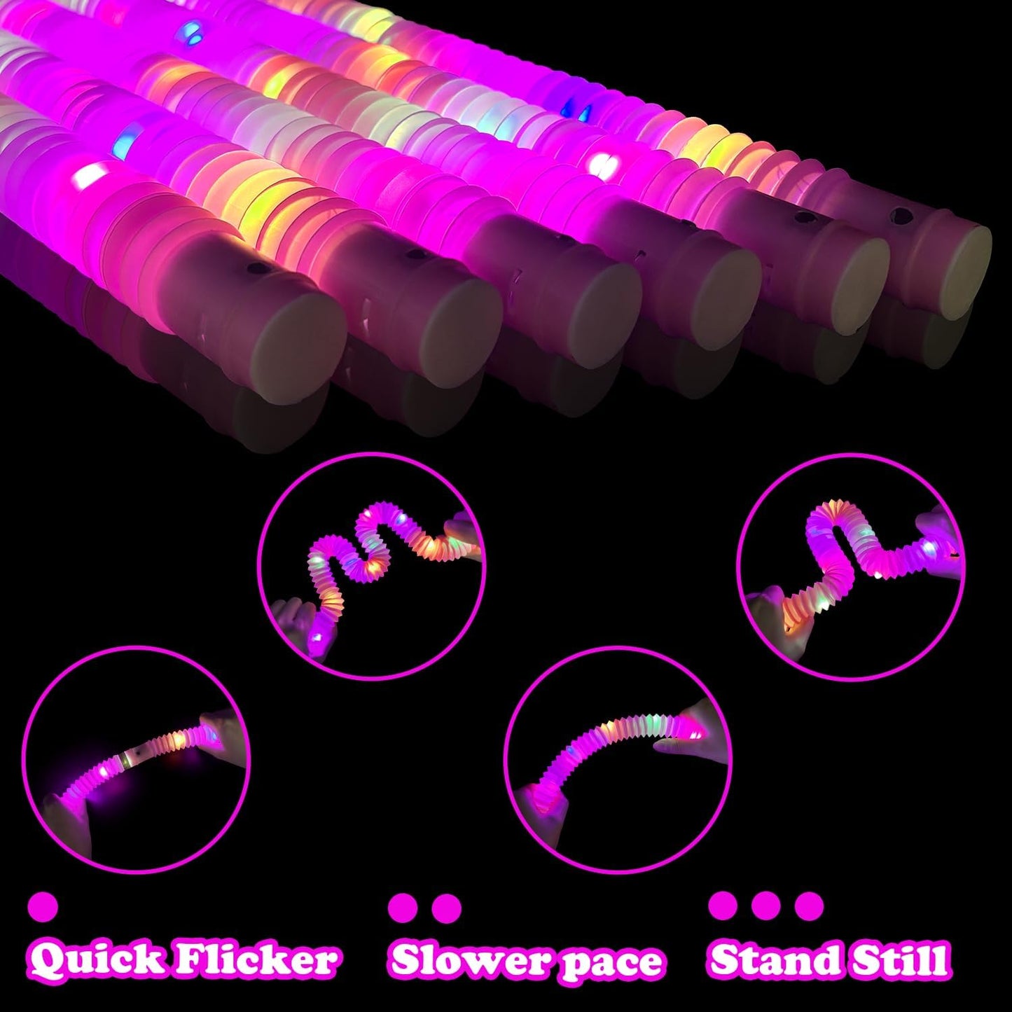 Orange Glow Sticks Party Favors Supplies for Kids 24 PCS,4th of July LED Light up Pop Tubes for Toddlers,Neon Necklaces Bracelets Accessories,Birthday Dance Party 250th Anniversary Camping Toys Gifts