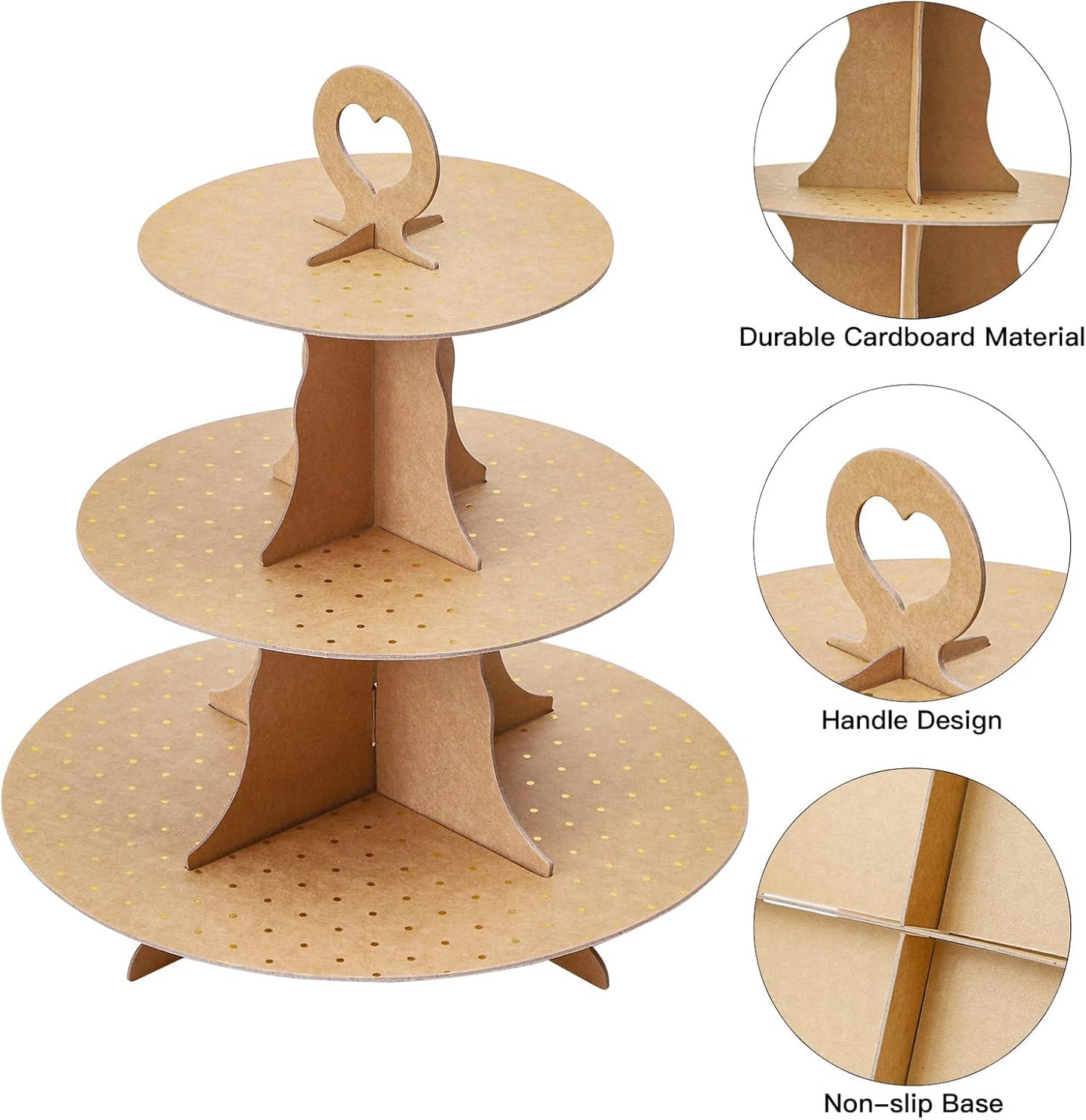Soleebee 3-Tier Round Cupcake Stand, Cardboard Cupcake Tower, Dessert Cup Cake Stand Tower for Birthday Wedding Party Decoration, Cupcake Tier Stand 1 Set (Hot Pink)