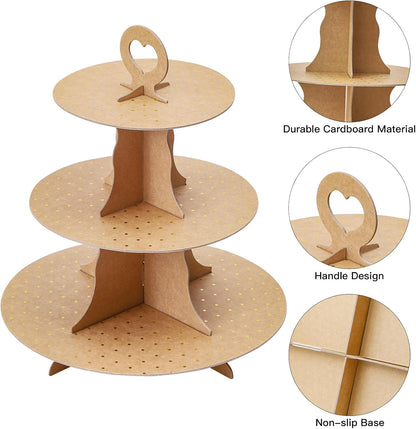 Soleebee 3-Tier Round Cupcake Stand, Cardboard Cupcake Tower, Dessert Cup Cake Stand Tower for Birthday Wedding Party Decoration, Cupcake Tier Stand 1 Set (Hot Pink)