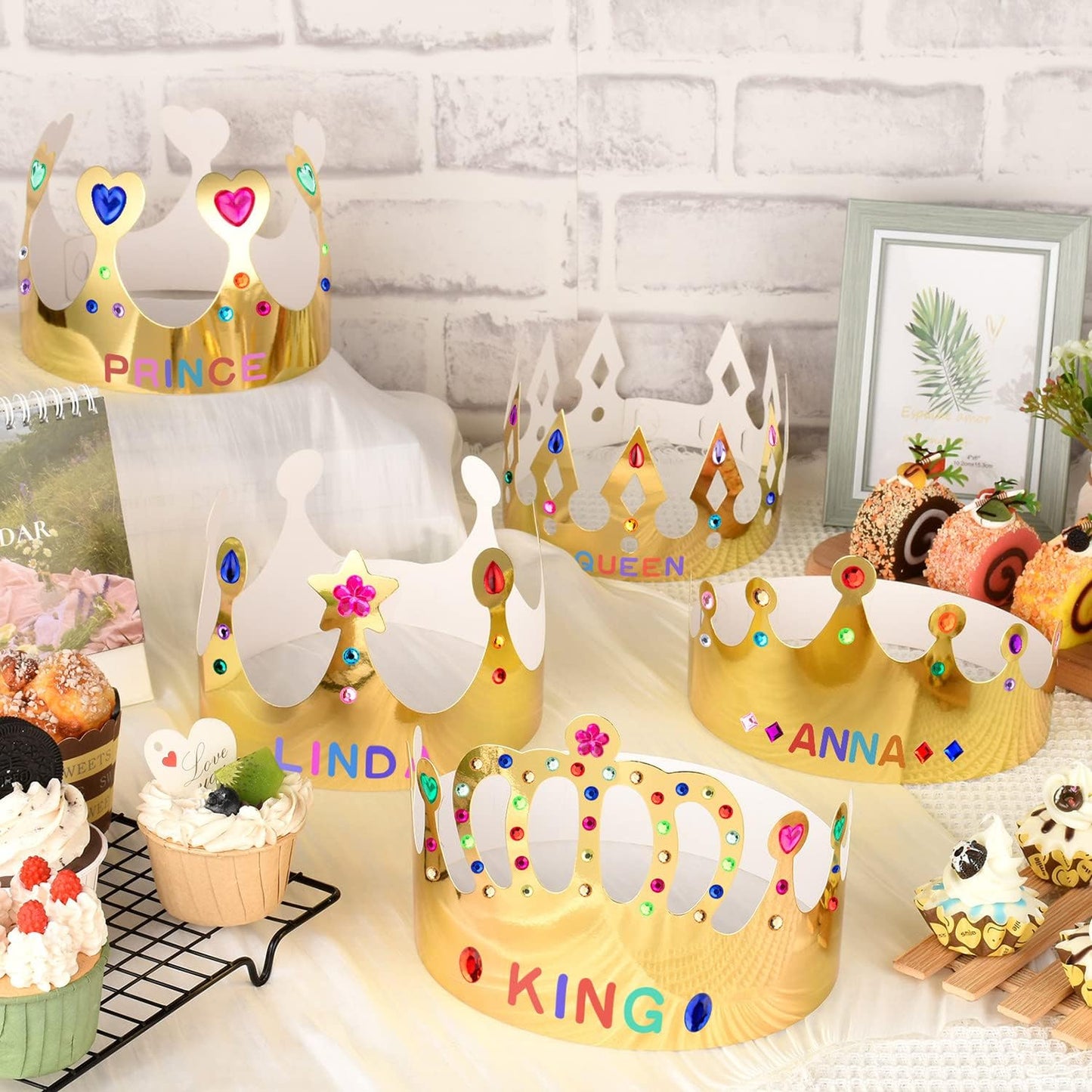 Gold Paper Crowns, Diy Birthday King Crowns Craft to Decorate, Paper Prince Princess Crown Hats for School Classroom