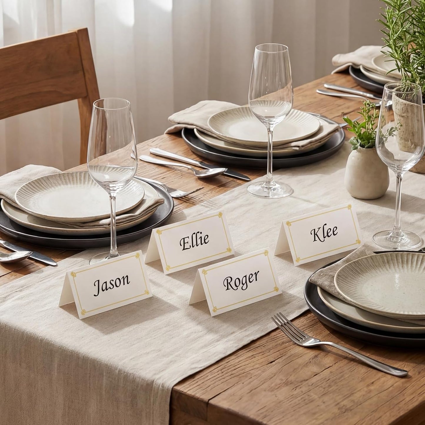 Premium Place Cards for table setting, name cards Used for Table Decoration, Seat Cards with Gold Foil Border&Corner Motifs, 2x3.5-Inch Tent Cards - Perfect for Weddings, Tables, Dinner Parties,100pcs