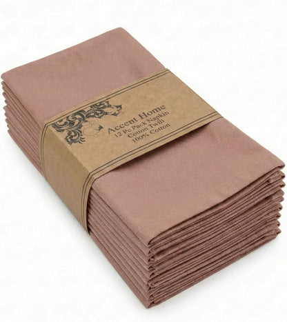 ACCENTHOME Natural Cotton Linen Napkin Set of 12 18x18 inch Dinner Napkins - Washable Soft Premium Hotel Quality Reusable Hemmed Edges Napkins Perfect Table Linens for Family Dinners, Weddings