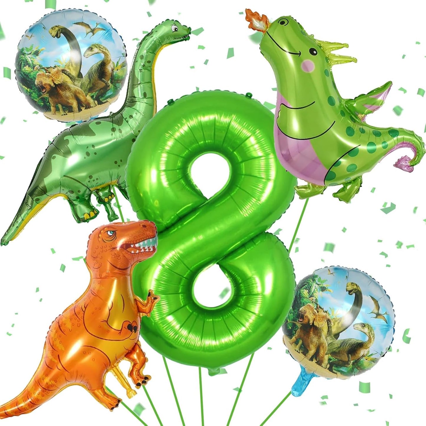 Dinosaur 5th Birthday Decorations, Dinosaur Birthday Party Decorations with Giant Inflatable Dinosaur Balloons 40 Inch Helium Foil Mylar Number 5 Balloons for Dinosaur Theme Birthday Party Decorations