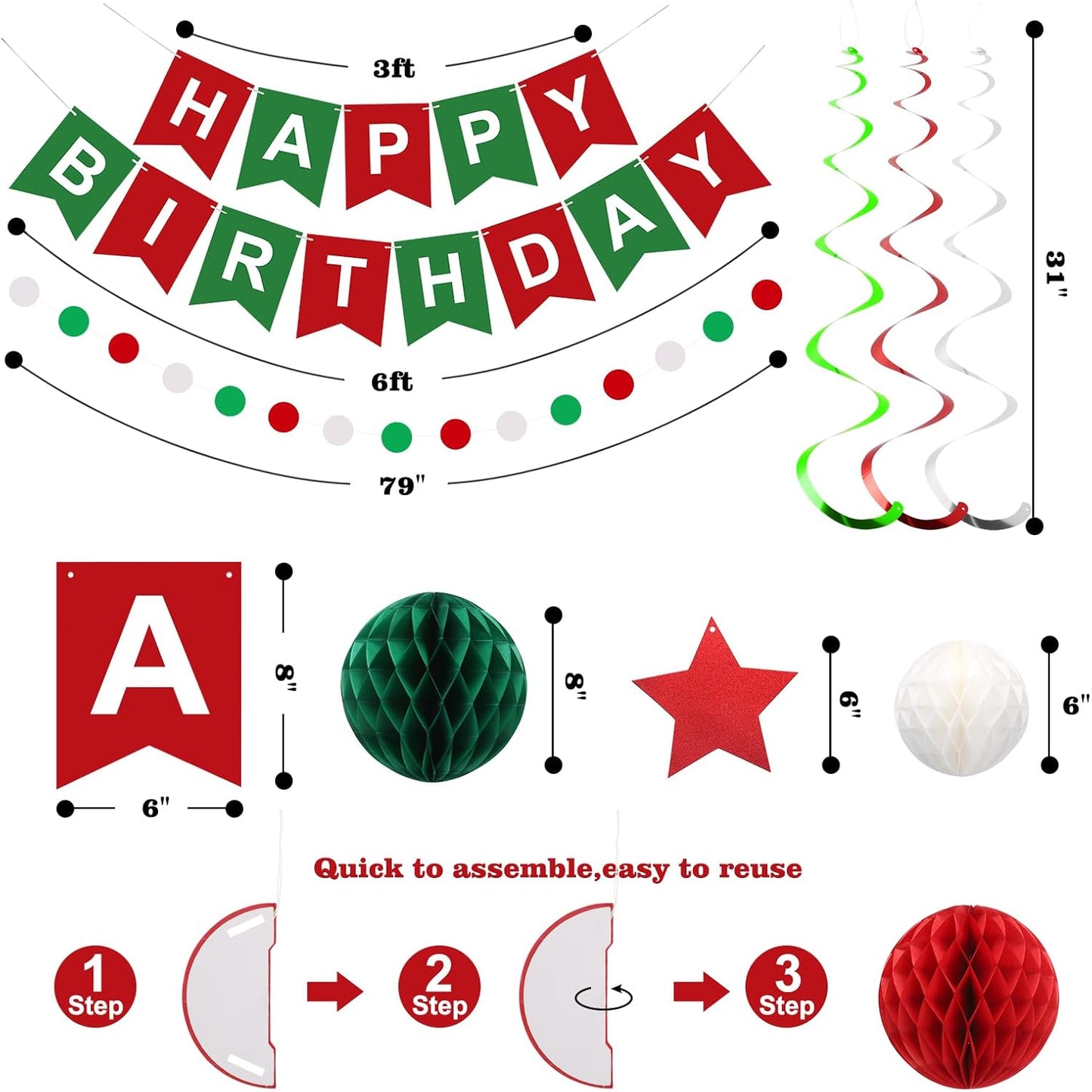 meowtastic Birthday Decorations, Happy Birthday Banner with Honeycomb Balls, Stars Hanging Swirl Streamers, Circle Dots Garland, Happy Birthday Party Decorations for Women Men Boys Girls (Blue)